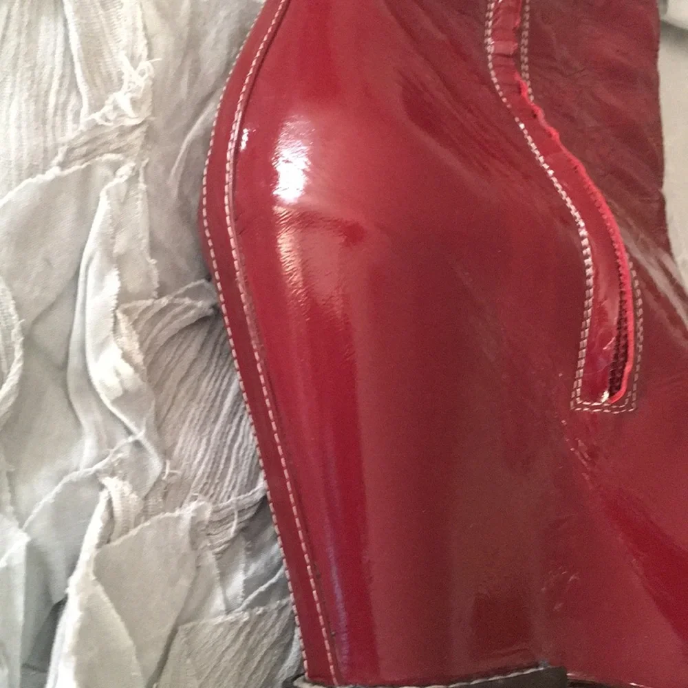Chloe deep red patent boots 36 wore 3 Times